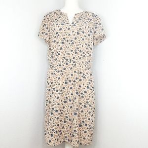 Ann Taylor LOFT Creme Floral Dress Size Large